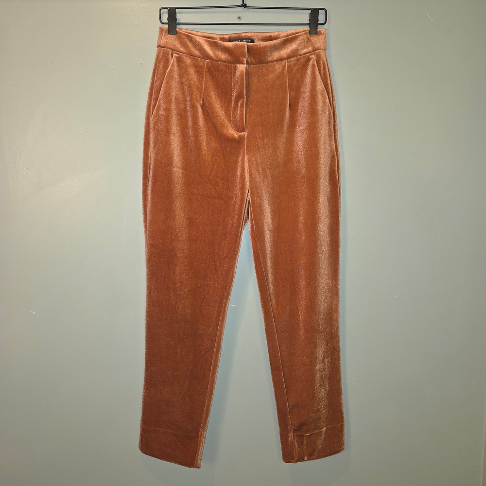 Romeo + Juliet Velvet Trousers High‎ Waist Slim Leg Pants, Size M, Brown